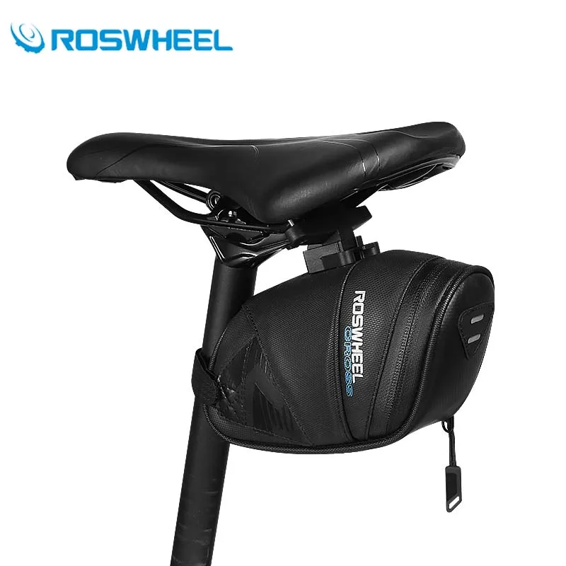 Roswheel Bike Seat Bag Waterproof Bicycle Saddle Tail Bag Pack With Rail Light