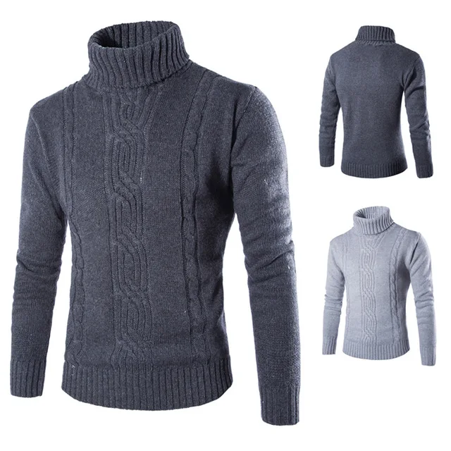 Autumn Winter High Neck Thick Warm Sweater Men Turtleneck Brand Mens Sweaters Slim Fit Pullover Men Knitwear M-2XL