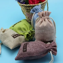 100 шт/партия джутовых/льняных подарочных мешков на шнурке для туалетных принадлежностей/бобов/зерен упаковка, размер быть настроен, различные цвета
