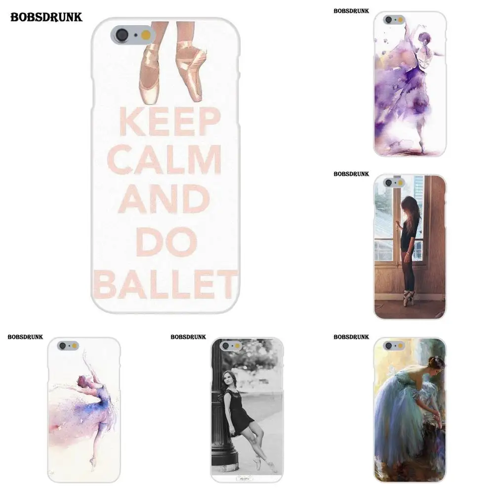

EJGROUP Soft Silicone TPU Transparent Cell Phone Case For iPhone 4 4S 5 5C SE 6 6S 7 8 Plus X Keep Calm And Ballet Shoes On