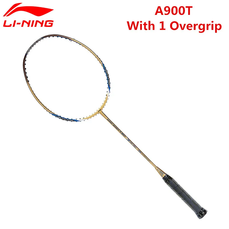 Li-Ning A900T ракетки для бадминтона, золото, полностью углеродное волокно, дешевая подкладка, ракетка AYPH184 с бесплатной накладкой L724OLC