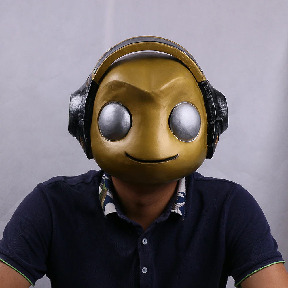 

Hot Game OW Mask Cosplay Lucio Masks Latex Skin Full Head mask Helmet Gold Silver Adult Halloween Party Prop