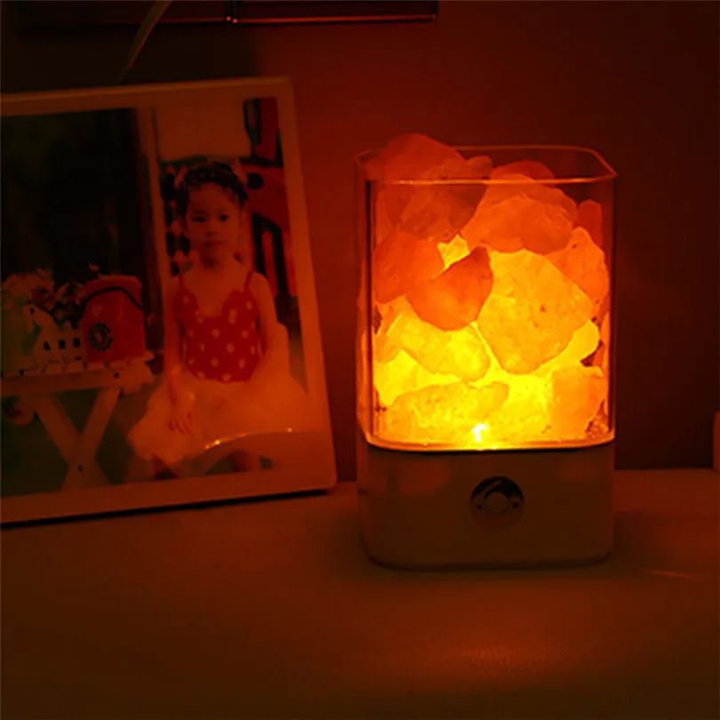 

USB Salt LED Night Light Himalayan Crystal Rock Salt Lamp 7Color Air Purifier Night Light Lava Lamp For Hotel Restuarant