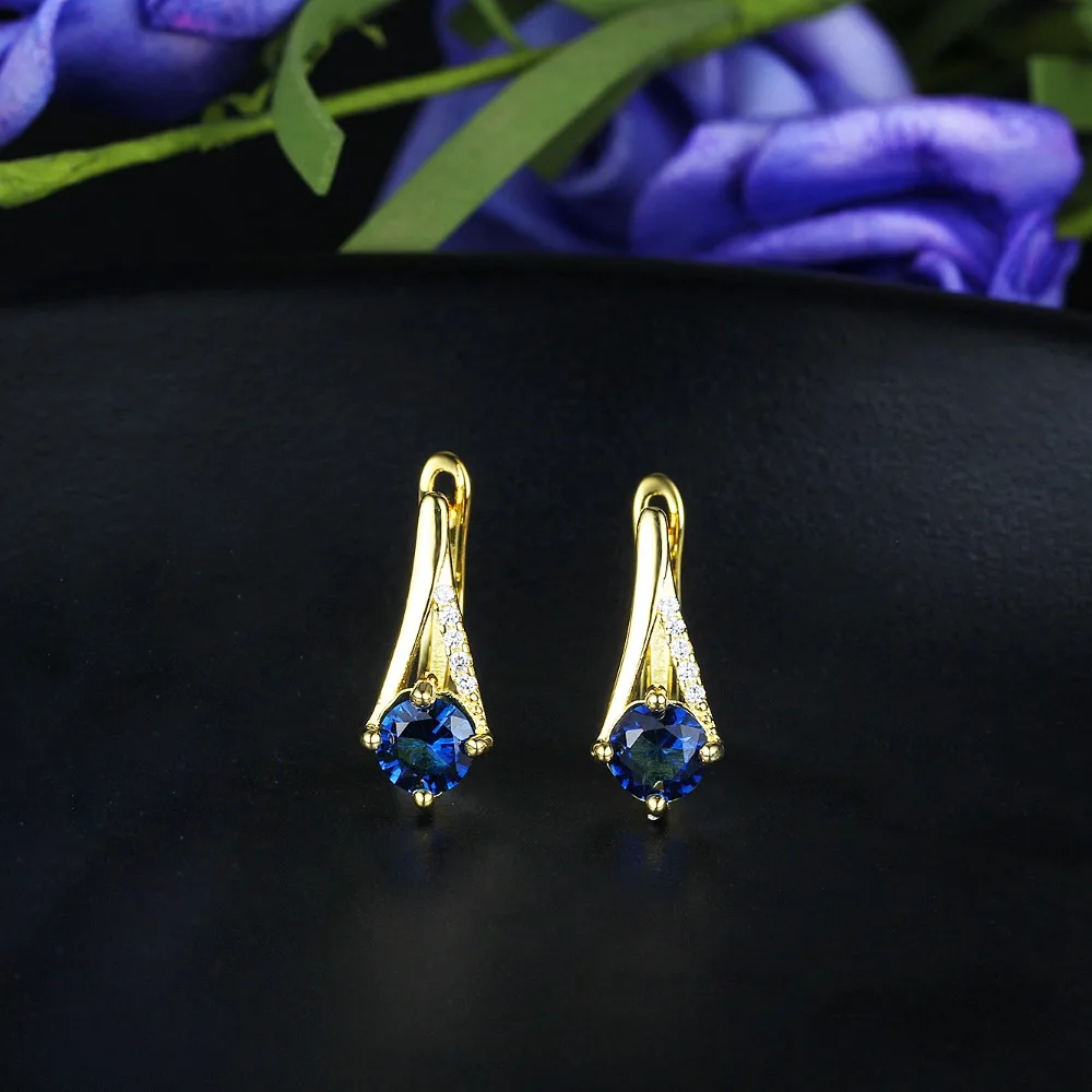 Синий камень золотой цвет модные серьги-кольца серьги для вечеринок для женщин лучший подарок для нее(Jewelora EA103138