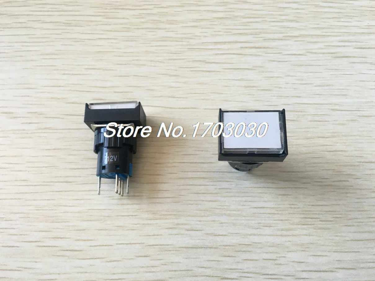 

5 Pcs White Square Cap DC 12V LED Light 1P2T 5 Pins Push Button Switch
