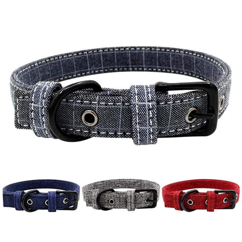 

Pet Dog Collar Neck Strap Comfortable Canvas Nylon Puppy Collar Adjustable Buckle Pet Collar For Medium Large Dog