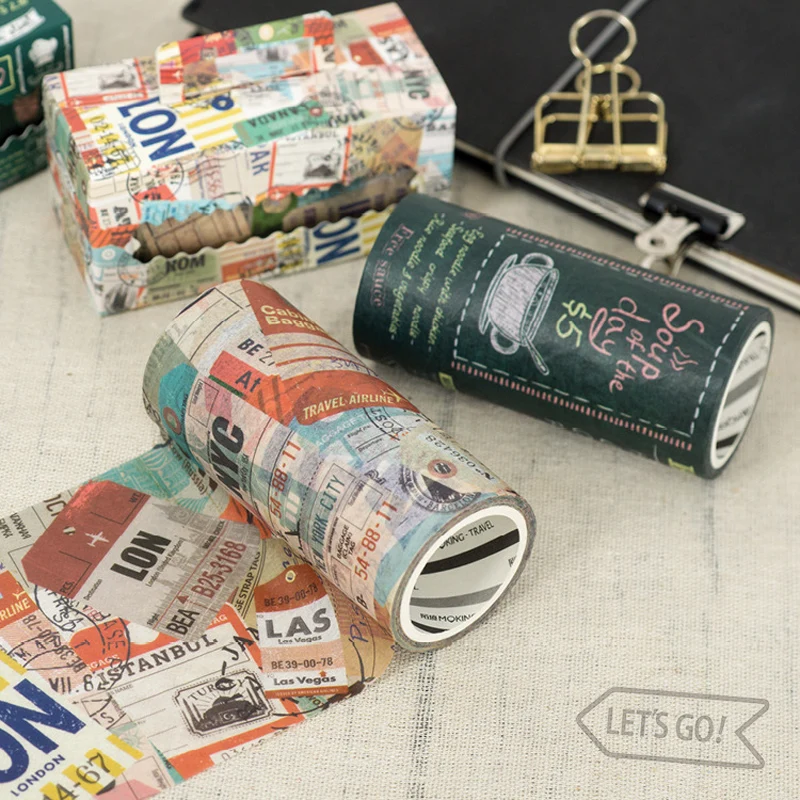

9CM*5M Creative Food Travelling Masking Tape Album Scrapbooking Decor Washi Tape Stick Label School Office Supply