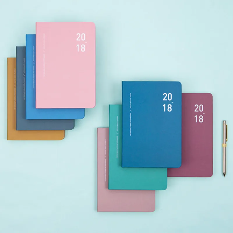 

2018 Pure Color Basic Planner 13.5*19.5cm Monthly Weekly Plan 192P Korean Fashion Diary Gift