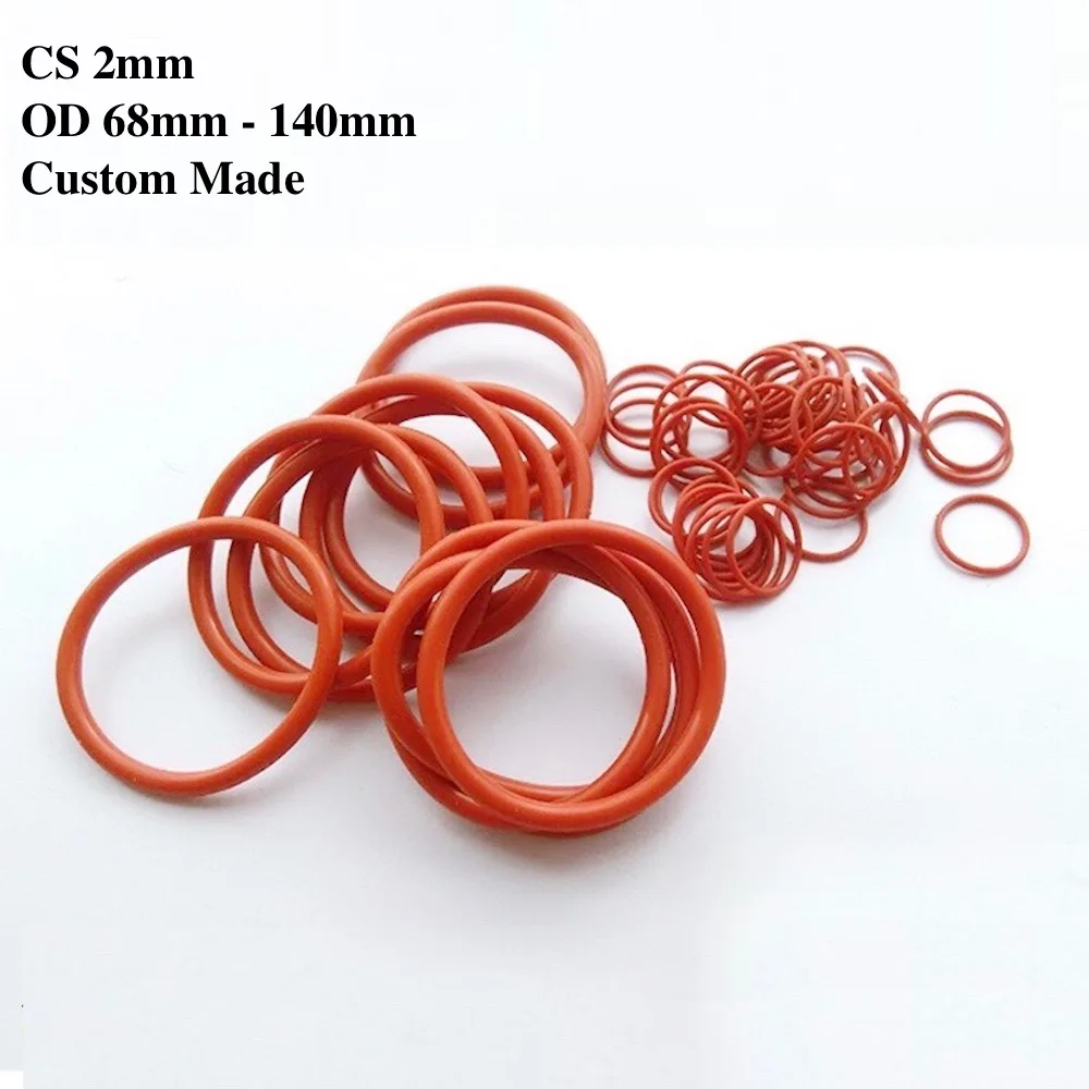 20x VMQ O Ring Seals Silicon Rubber Gaskets M68 - M140 OD70mm CS 2mm *72/74/75/77/78/80/82/85/90/92/95/100/105/110/115/120mm Red |