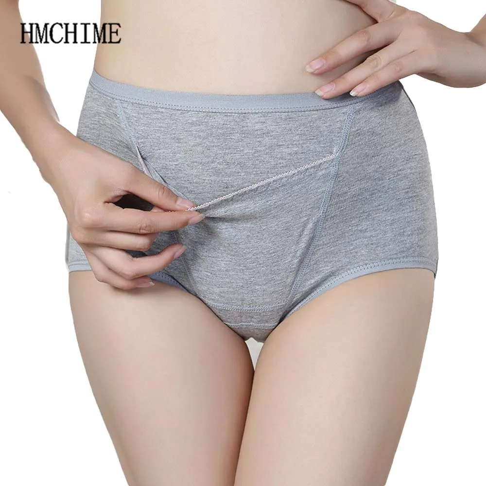 Cotton Women Physiological Panties Pocket Front Soft Female Intimates High Waist Brief