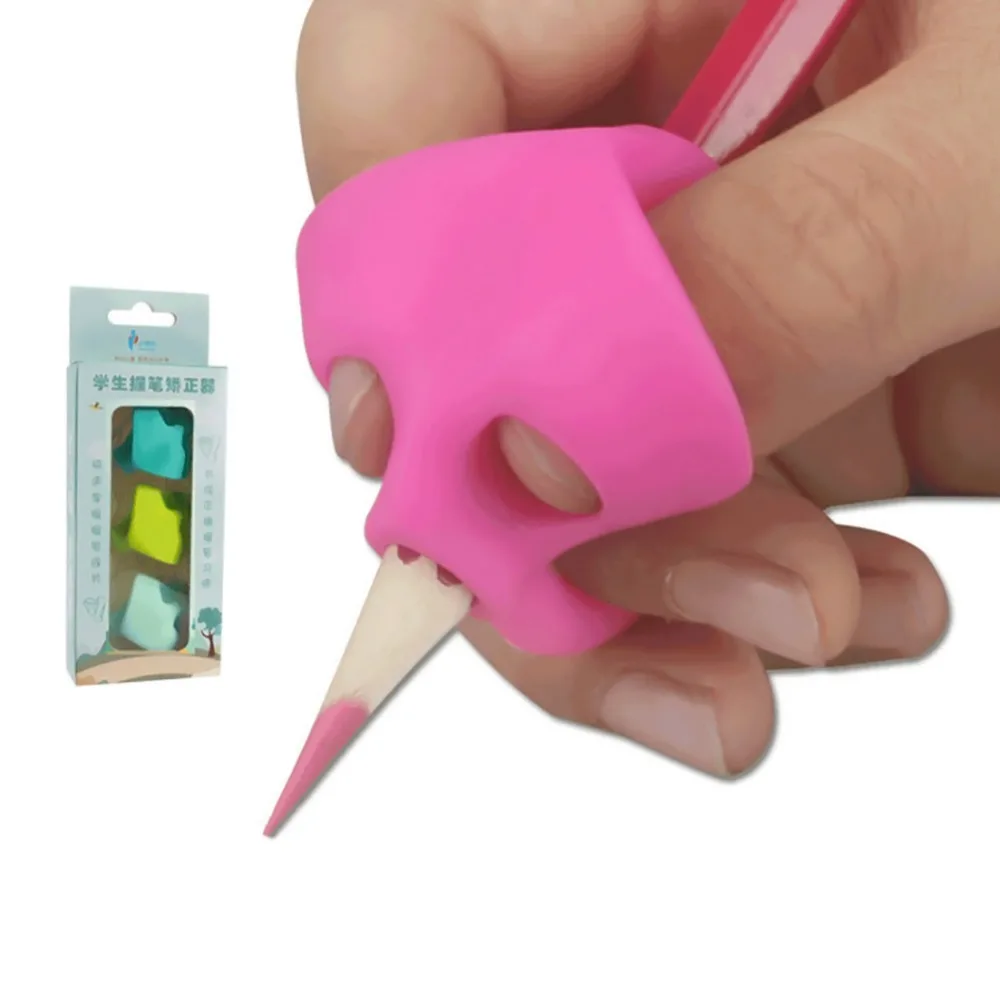 

3Pcs Pencil Holding Practise Three-finger Grip Children Silicone Pen Holding Corrector Writing Posture Correction for Students