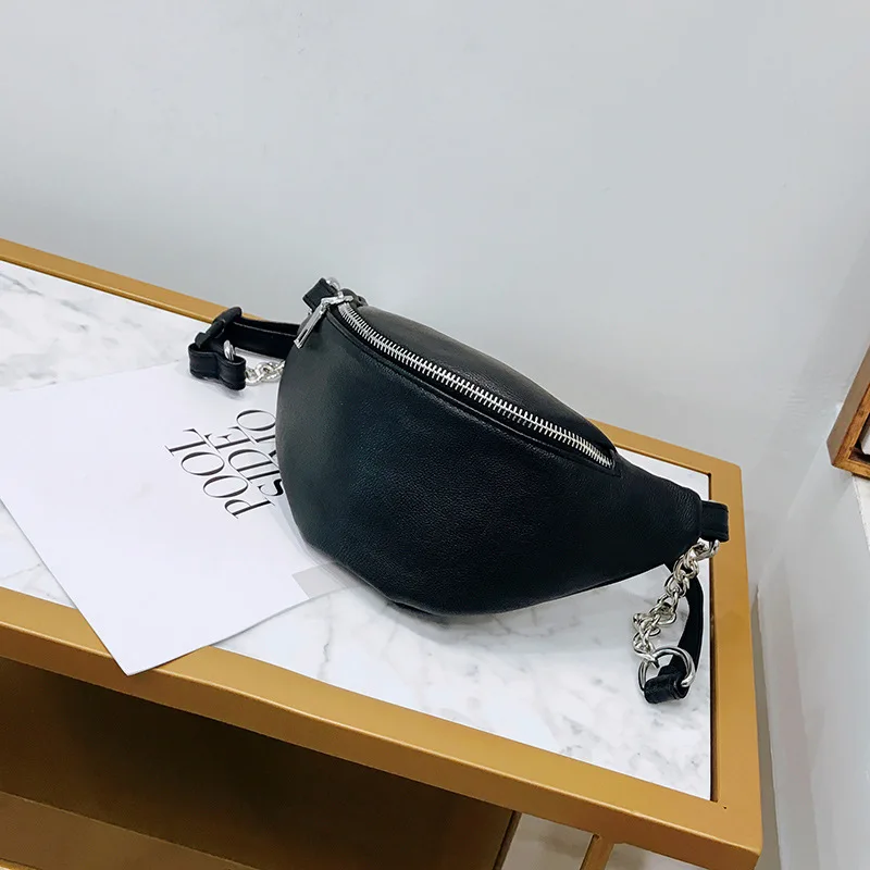 

Fashion Chain PU Fanny Shoulder Pack Waist Bag for women 2019 Waterproof Women Walking Shopping Belly Band belt Money Phone bag
