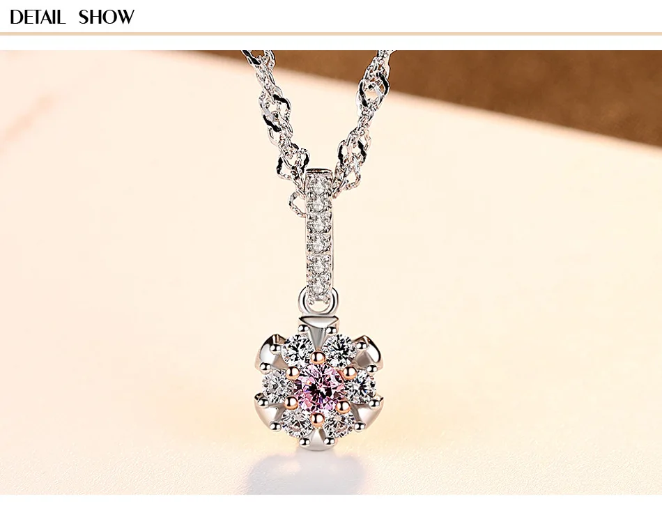 

New S925 sterling silver pendant water wave chain set 3A zircon fashion exquisite ladies necklace gift LB20
