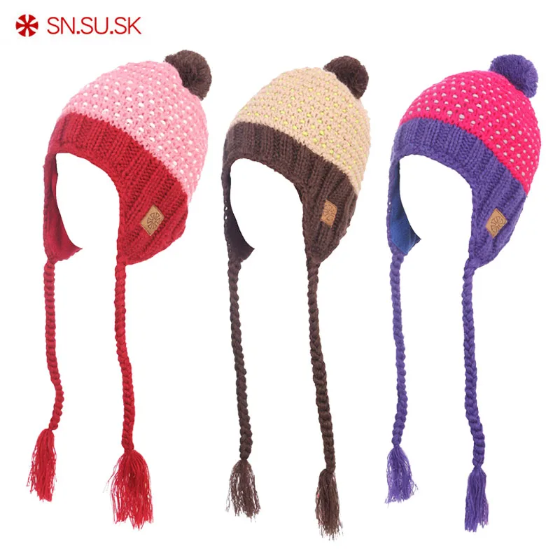 

SN.SU.SK Brand Winter Warm Women Ear cap Ski Cap Snowboard Knitting Skating Skull Cap Hat Beanies Turtleneck Cap Touca Gorro