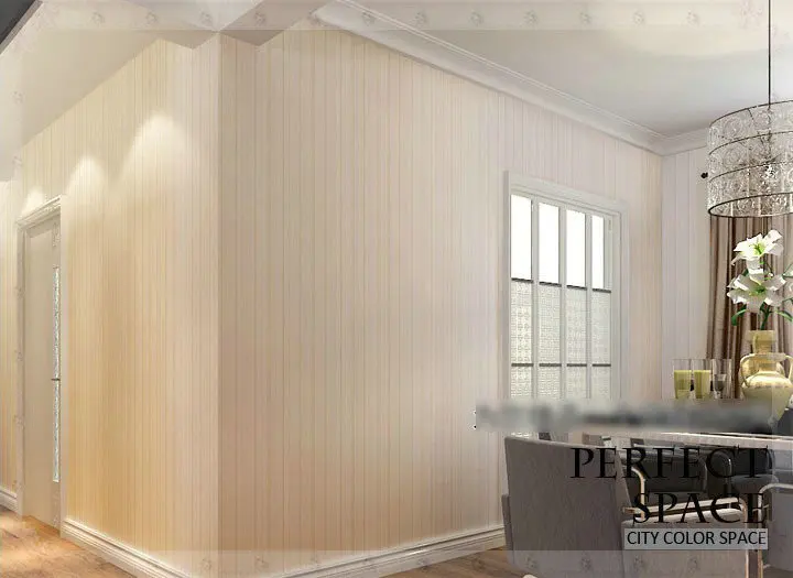 Simple Plain Embossed Classic Modern All-over Small Stripe Pinstripe Wallpaper For Bedding room Beige white Silver Grey Brown lu |