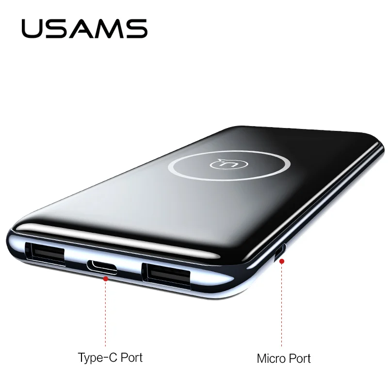 USAMS Dual USB Ports 10000mah Power Bank,QI Wireless Charger Pad Power Bank Built-in Wireless Charging Universal PowerBank USAMS Dual USB Ports 10000mah Power Bank,QI Wireless Charger Pad Power Bank Built-in Wireless Charging Universal PowerBank