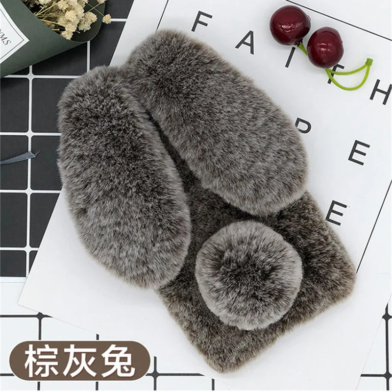 

Cute Fluffy Rabbit Hair Fur Phone Case For Samsung galaxy Note 9 8 case S9 S8 A6 A8 2018 J4 Plus J6 J8 J2 Core J7 Neo J3 J5 2017