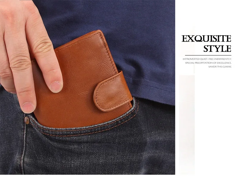 Мужской винтажный мужской кошелек из натуральной кожи, компактный кожаный бумажник, мужской многофункциональный кошелек из воловьей кожи
