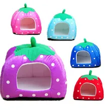 Super Hot New Practical Soft Strawberry Lovely Pet Dog Cat Bed House Kennel Doggy Warm Cushion Basket S/M/L
