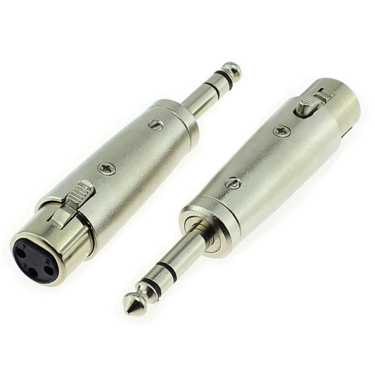 2pcs Connector XLR 3 Pin Socket to 1/4" 6.35 mm Male Plug Stereo