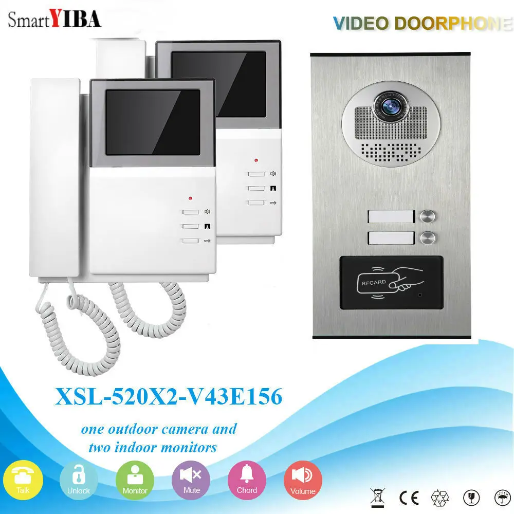 SmartYIBA видео-телефон двери Системы 4,3 дюймов ЖК-дисплей проводной монитор видеодомофон дверной звонок комплект Ночное видение Камера