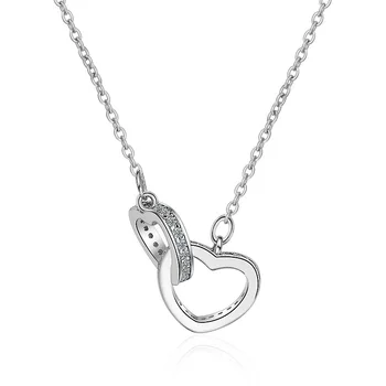 

XIYANIKE 925 Sterling Silver Jewelry Double Heart Zirconia Necklaces Pendants For Women Gift Sweet And Cute Trendy Anniversary
