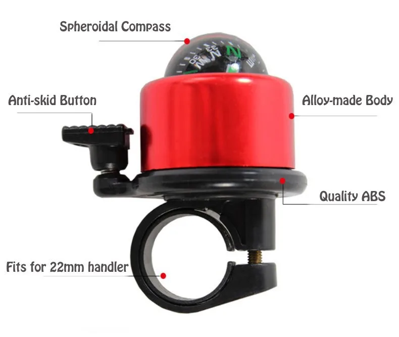 Велосипедный звонок для велосипеда с компасом сигнал MTB до велосипед аварийный сигнал с креплением на руле кольцо с компасом Набат рог велосипед велосипеда аксессуары с колокольчиком