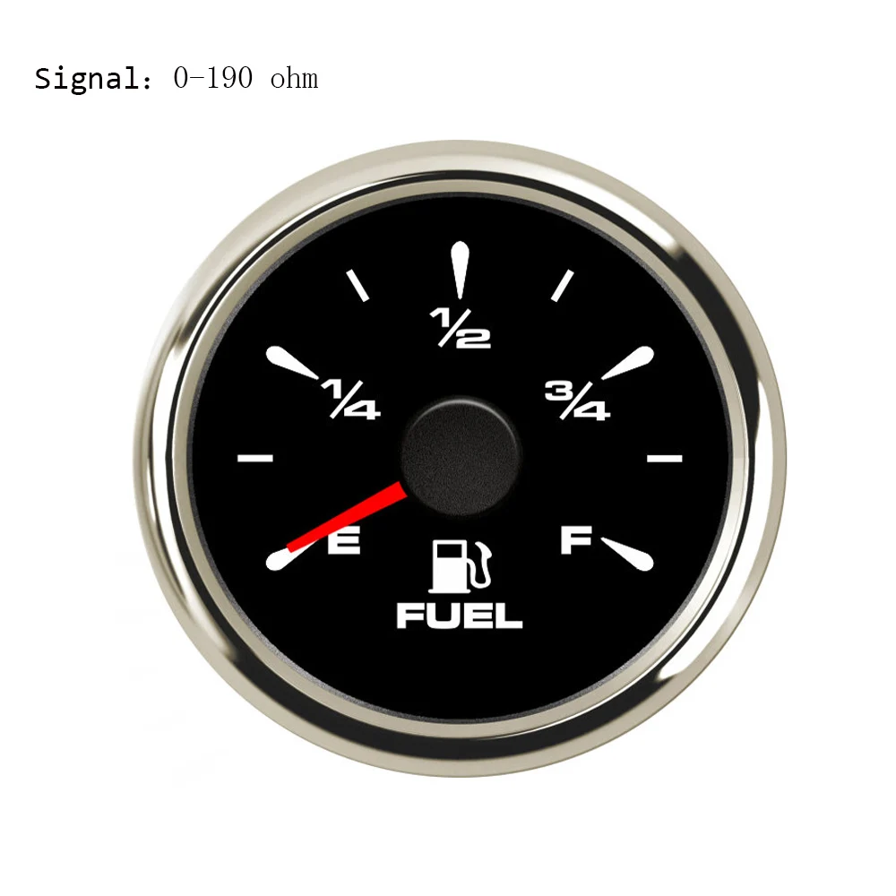 Высокое качество 52 мм датчик уровня топлива 9~ 32 В индикатор топлива для автомобиля лодки с 0~ 190 Ом/240~ 33 Ом - Цвет: Black Silver 190 ohm