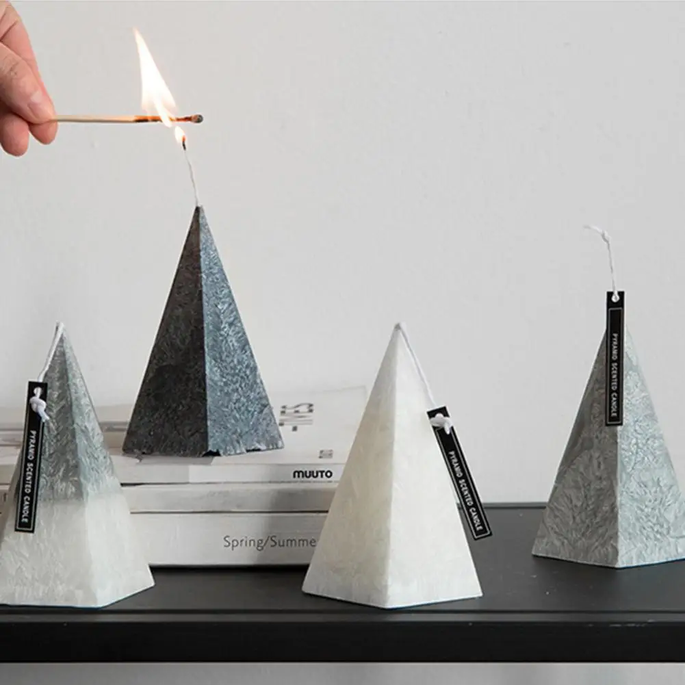 

Home Party Wedding Decoration Nordic Style Geometric Cone Pentacle Ice Flower Aromatherapy Essential Oil Candle