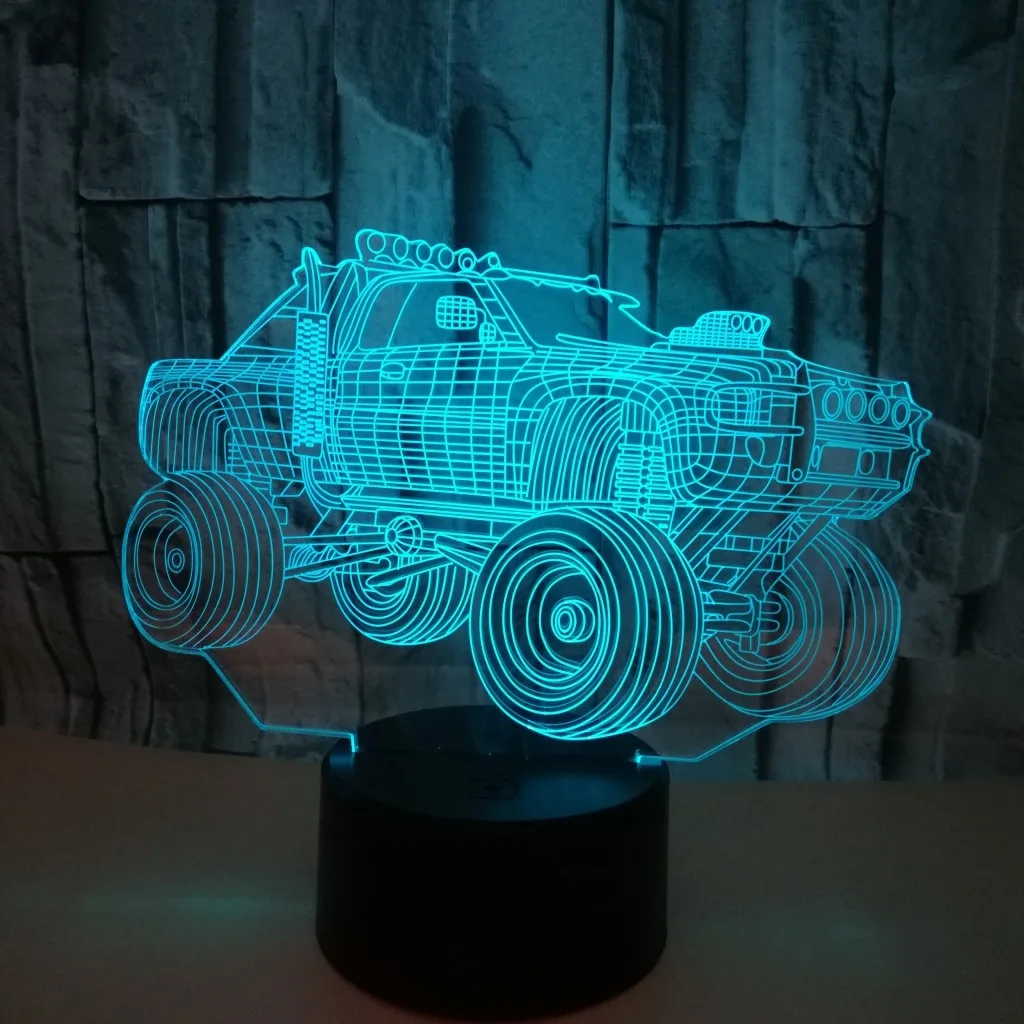 Новый внедорожный автомобиль 3d сенсорный ночник пульт дистанционного управления 3d Светодиодная настольная лампа пульт дистанционного