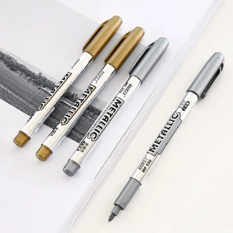 Creative stationery Metal color craft pen golden and silver paint pen 1.5mm Crayons oil pastels colored crayons
