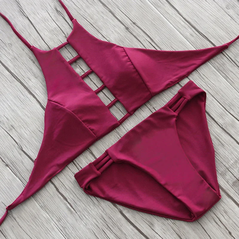 

KINGTUT 2019 Sexy High Neck Halter Crop Bikinis Women Swimsuit Bandage Swimwear Print Fruit Bikini Set Brazilian Bathing Suit