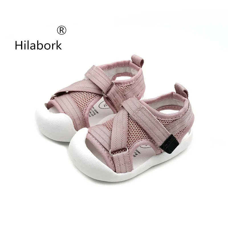 

Hilabork Infant solid color mesh anti-kick toddler sandals 2019 spring and summer new baby webbing non-slip casual sandals