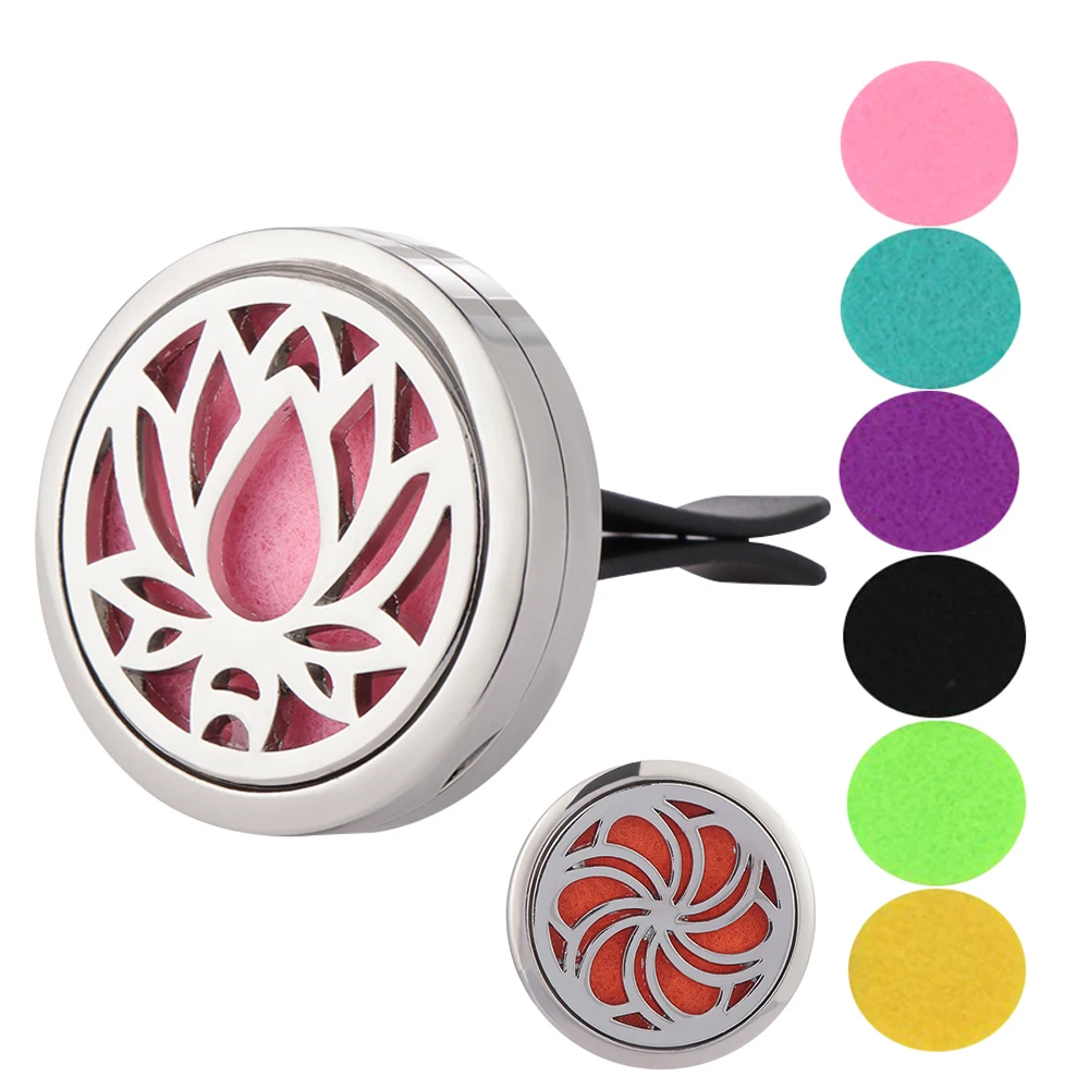 

Essential Oil Car Air Vent Freshener Diffuser Aromatherapy Stainless Steel Locket With DIY 10 Colors Pads