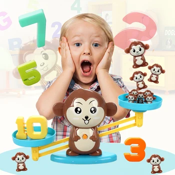 

Children Number Balance Math Toys Monkey Puzzle Balancing Scale Early Education Mathematics Game for Kid Learning Braining Kits