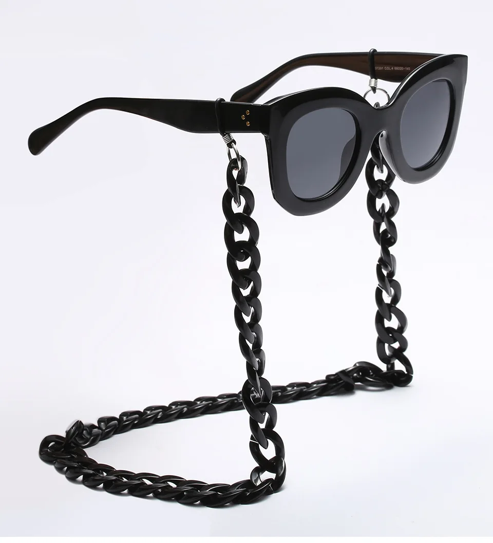 Women Fashion Eyeglass Chains Black Acrylic Beads Chains Anti-slip Eyewear Cord Holder Neck Strap Reading Glasses Rope