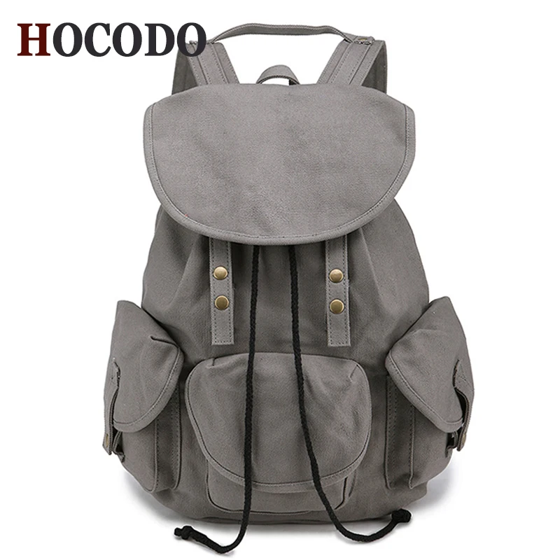 

HOCODO New Men Backpack Male High Quality Unisex Canvas Bags Travel Bag Mochila Waterproof Back Pack Female Casual Backpack