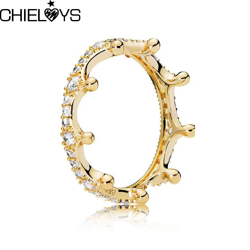 

CHIELOYS Original Silver Plated Queen Crown Pandora Ring White Zircon For Women Luxury Fashion Jewelry Pandora Gift R060