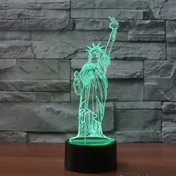 Сенсорный пульт дистанционного управления лампа Статуя Свободы 3D огни красочные постепенное изменение Иллюзия настольная лампа