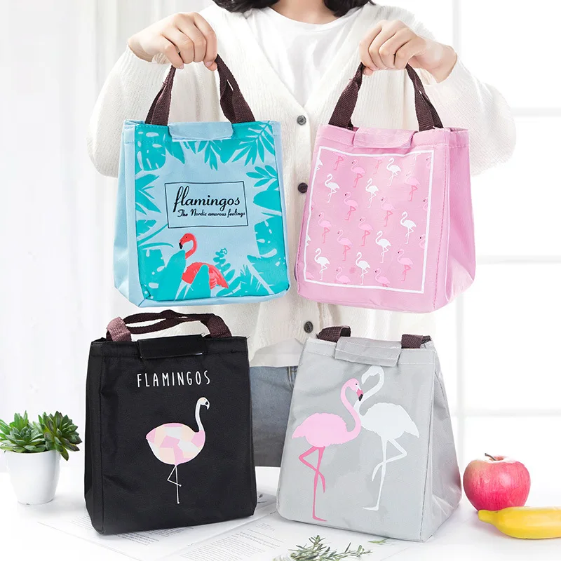 

Cartoon Flamingo Lunch Bags Functional Insulation Thermal Cooler Bag For Kids Waterproof Food Box Picnic Bags Cold Bales Totes