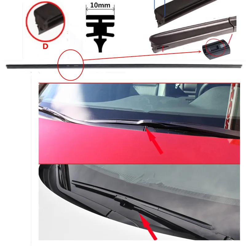 Автомобильные щетки автомобильных дворников резиновые прокладки для FORD FOCUS 2 3 MK2 3 FIESTA RANGER MUSTANG Kuga Fusion c-max автомобильный стеклоочиститель, аксессуары - Цвет: D-three section 10mm