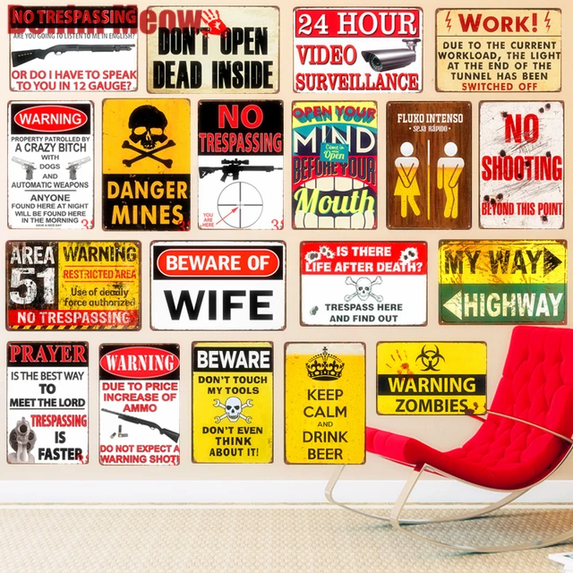 Best Price WARNING ZOMBIES Plaque Vintage Metal Tin Signs Home Bar Pub Decorative Metal Plates Warning Sign Wall Stickers Art Poster N207