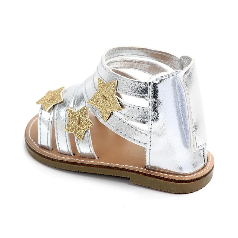 Новорожденных детская обувь для девочек сандалии PU звезда летние детские сандалии пляжная обувь Нескользящая резиновая обувь
