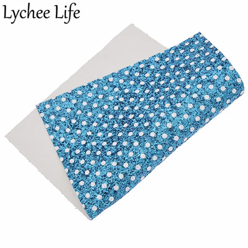 Lychee Life Dots блестящая синтетическая ткань A4 PU ткань с разноцветными блестками DIY Современная домашняя одежда текстиль швейная ткань аксессуары