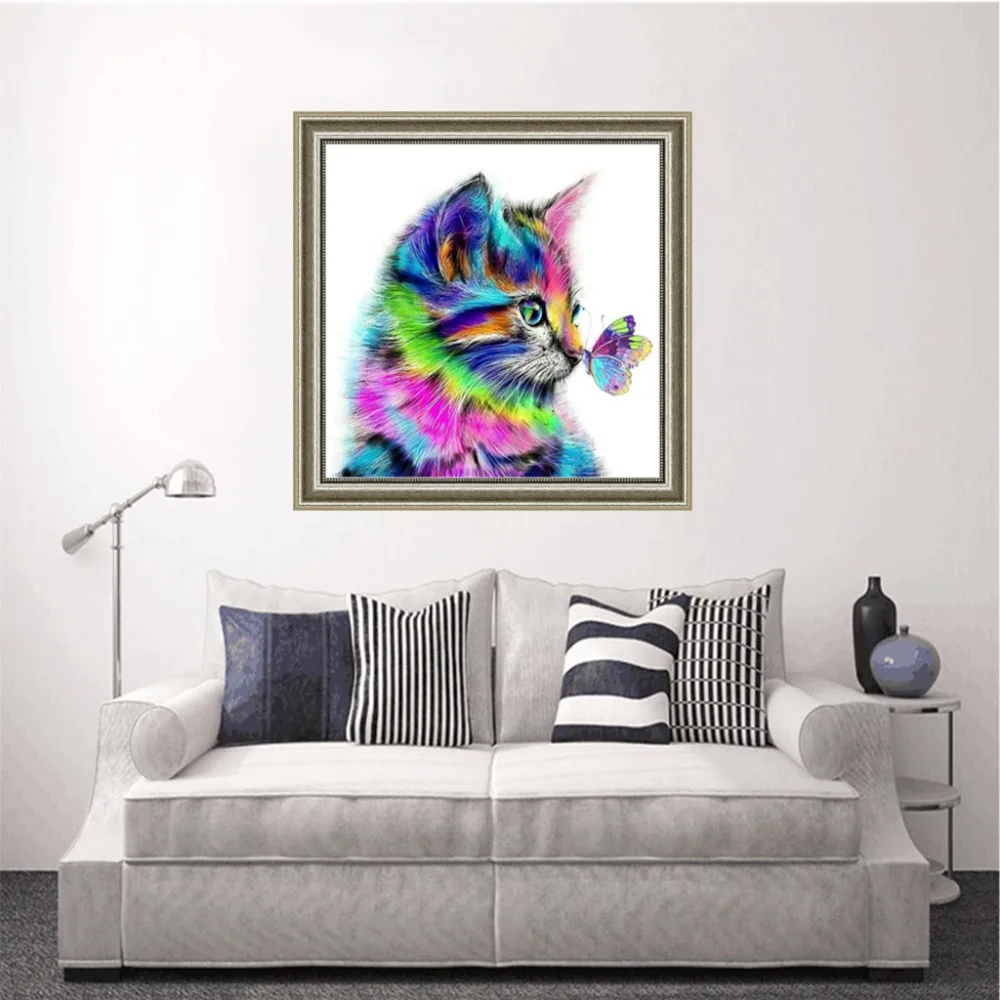 

100 pcs DIY diamond painting flower cat 5D full drill