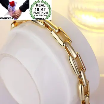 

OMHXZJ Wholesale Personality Fashion Man Party Gift Gold Square Circles Chain 18KT Gold Bracelet+Necklace Jewelry Set SE36