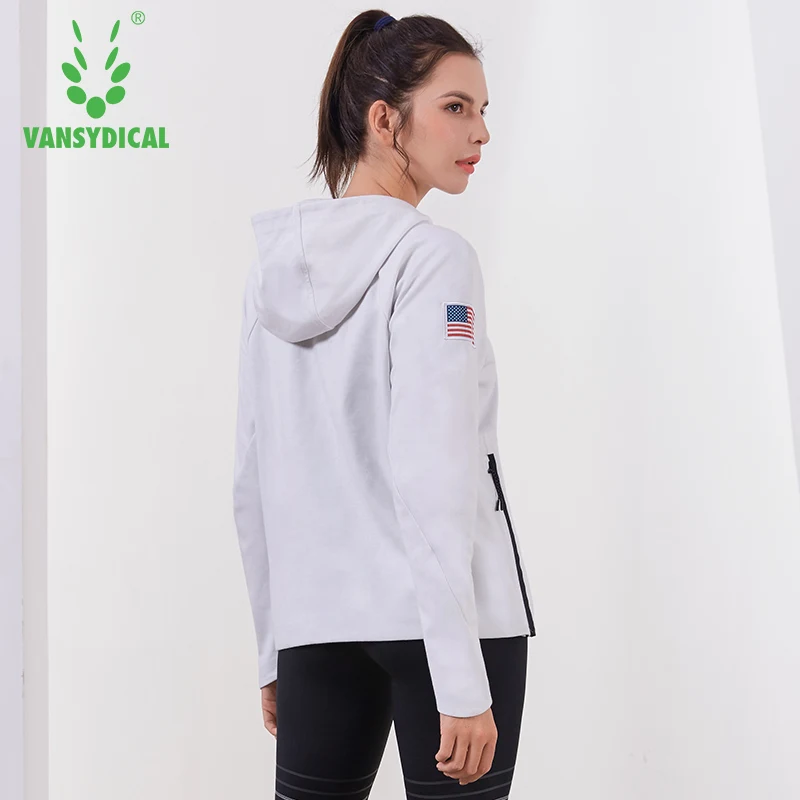 Vansydical спортивная куртка для бега на осень и зиму Женская ветрозащитная молнии с
