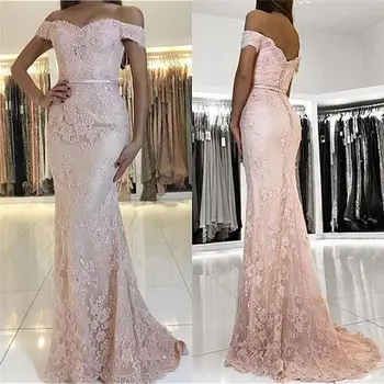 

Elegant Long Prom Dress Sweetheart Off the Shoulder Floor Length Beaded Lace Evening Formal Dress Vestido de festa longo