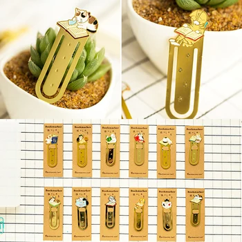 

FangNymph Cute Cat Metal Bookmarks Clip Page Bookmark Cartoon Pottering Kitty Book Mark Tool School Office Supplies stationery