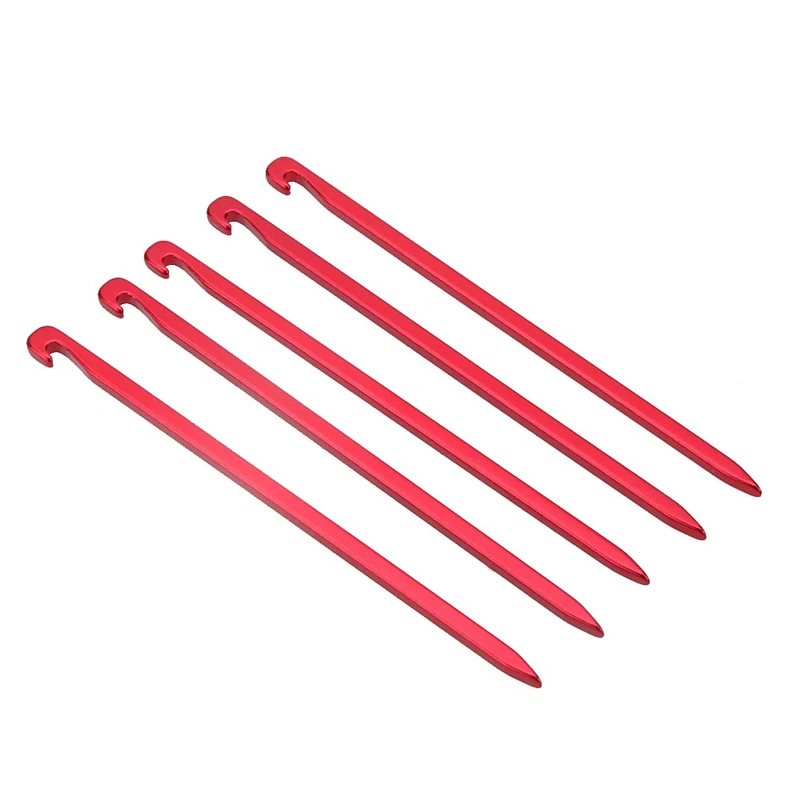 5pcs Aluminum Alloy Tent Pegs Stakes Hook Pin Tent Nail Outdoor Camping Hiking Trip Essential Tool